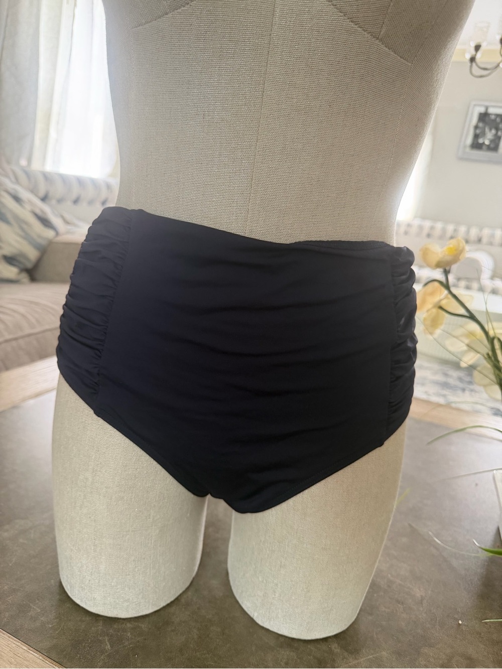 Sea level High Waist Gathered Side Swim Bottom night blue - Picture 4 of 9